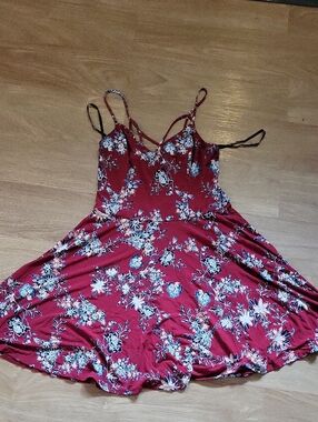 Floral Burgundy Spaghetti-Strap Camisole Dress